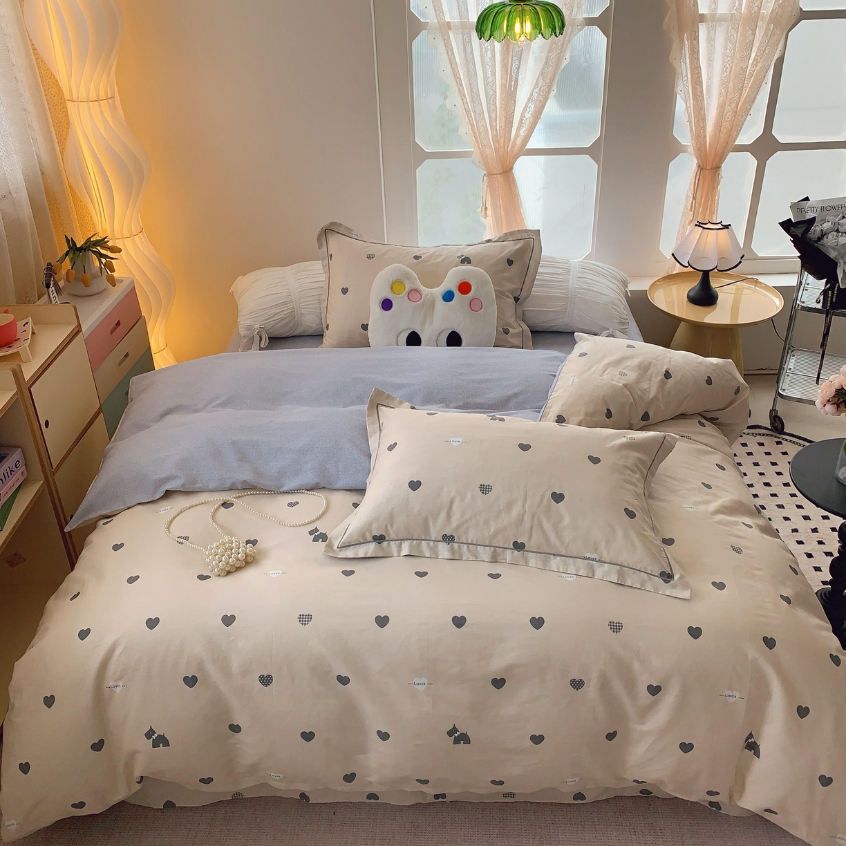 莱豫家纺 2025新款亲肤舒适小清新印花全棉纯棉四件套-第二批 趣味爱心