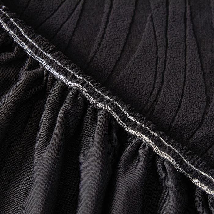 91家纺网 家纺一手货源 找家纺 共鸣沙发套 2025春夏新款水波纹弹力提花全包万能沙发套单沙发套全包款 黑色