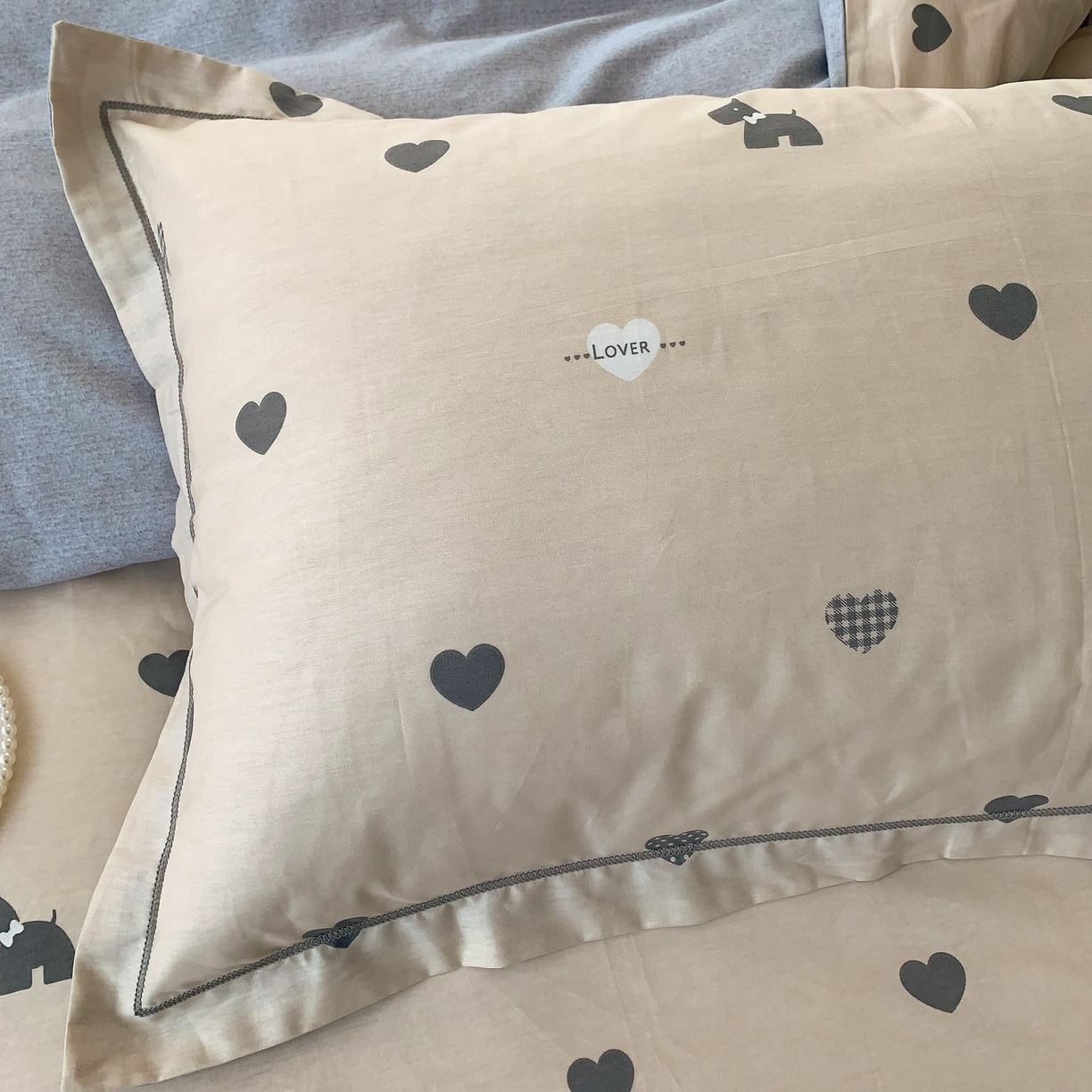 91家纺网 家纺一手货源 找家纺 莱豫家纺 2025新款亲肤舒适小清新印花全棉纯棉四件套-第二批 趣味爱心