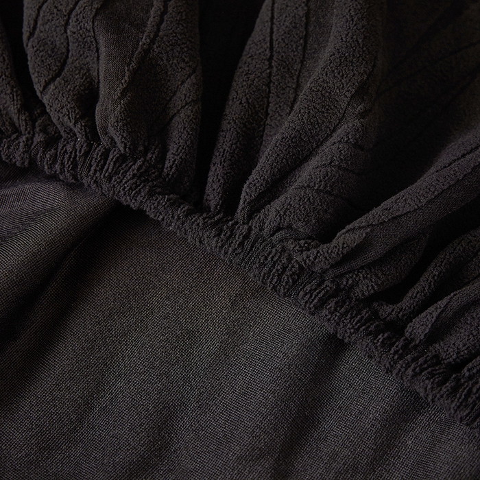 91家纺网 家纺一手货源 找家纺 共鸣沙发套 2025春夏新款水波纹弹力提花全包万能沙发套单沙发套全包款 黑色