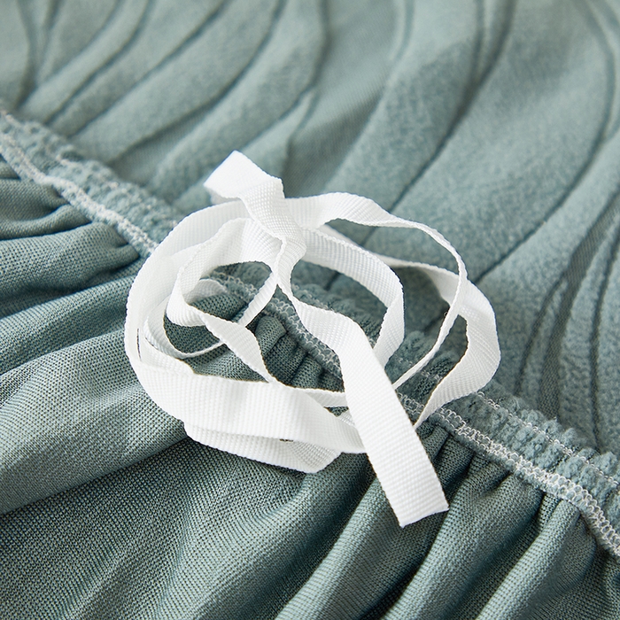 91家纺网 家纺一手货源 找家纺 共鸣沙发套 2025春夏新款水波纹弹力提花全包万能沙发套单沙发套全包款 墨绿色