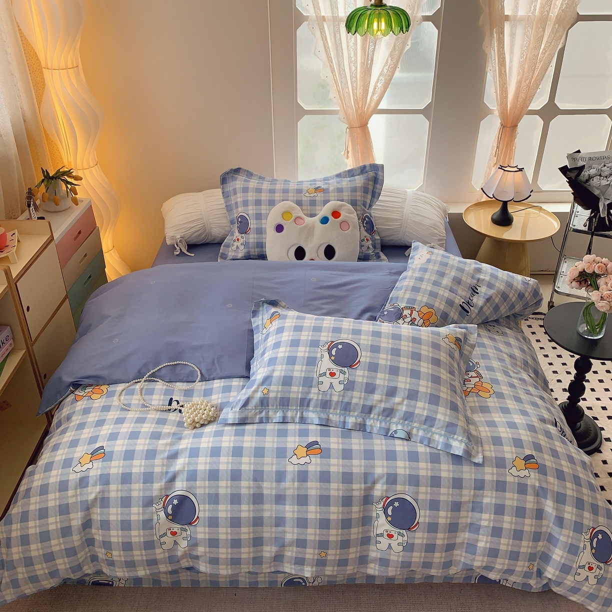 莱豫家纺 2025新款亲肤舒适小清新印花全棉纯棉四件套-第二批 太空驿站