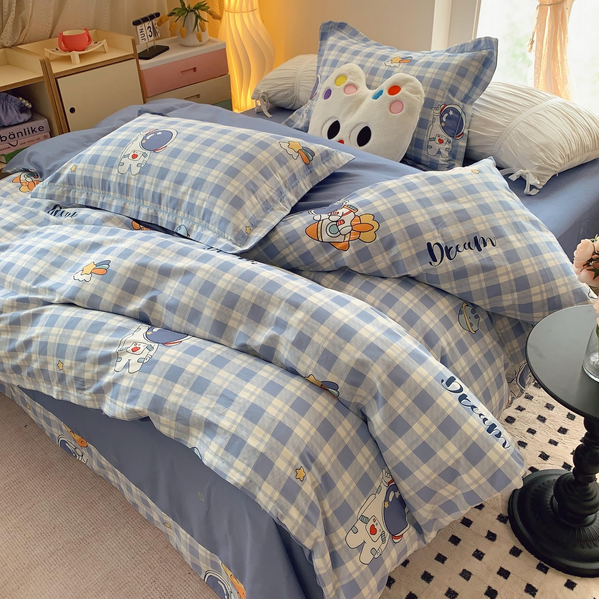 91家纺网 家纺一手货源 找家纺 莱豫家纺 2025新款亲肤舒适小清新印花全棉纯棉四件套-第二批 太空驿站