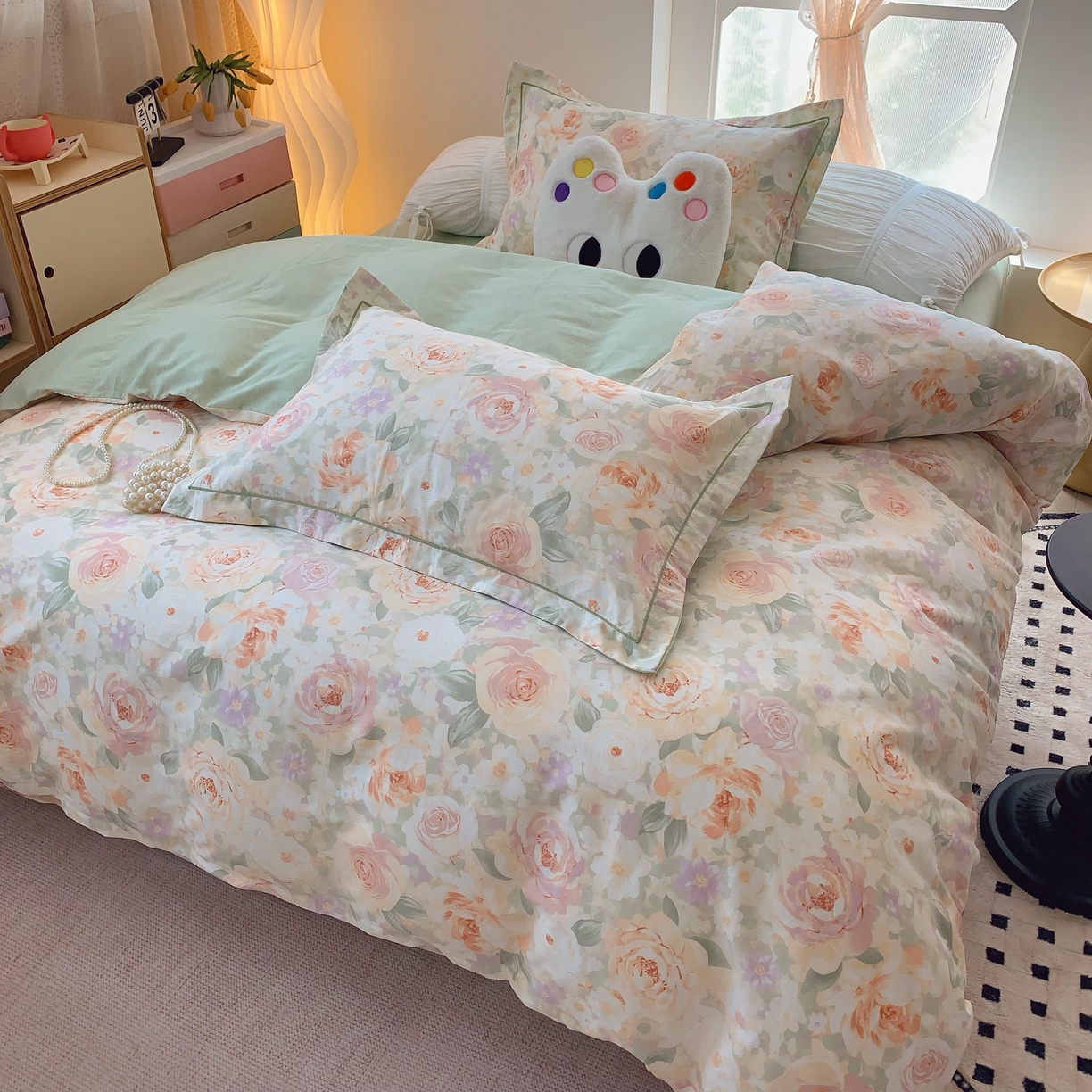 91家纺网 家纺一手货源 找家纺 莱豫家纺 2025新款亲肤舒适小清新印花全棉纯棉四件套-第二批 晚棠