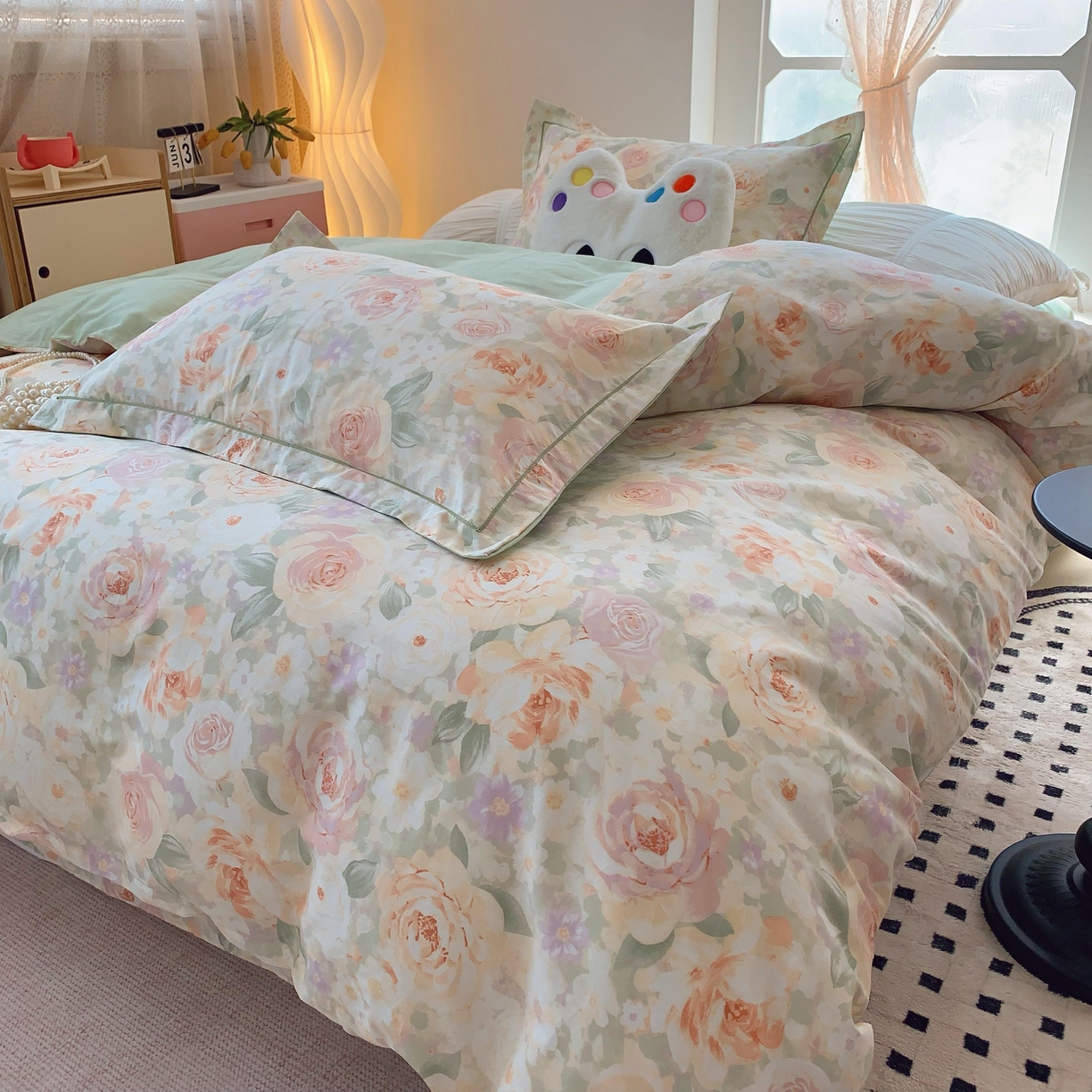 91家纺网 家纺一手货源 找家纺 莱豫家纺 2025新款亲肤舒适小清新印花全棉纯棉四件套-第二批 晚棠