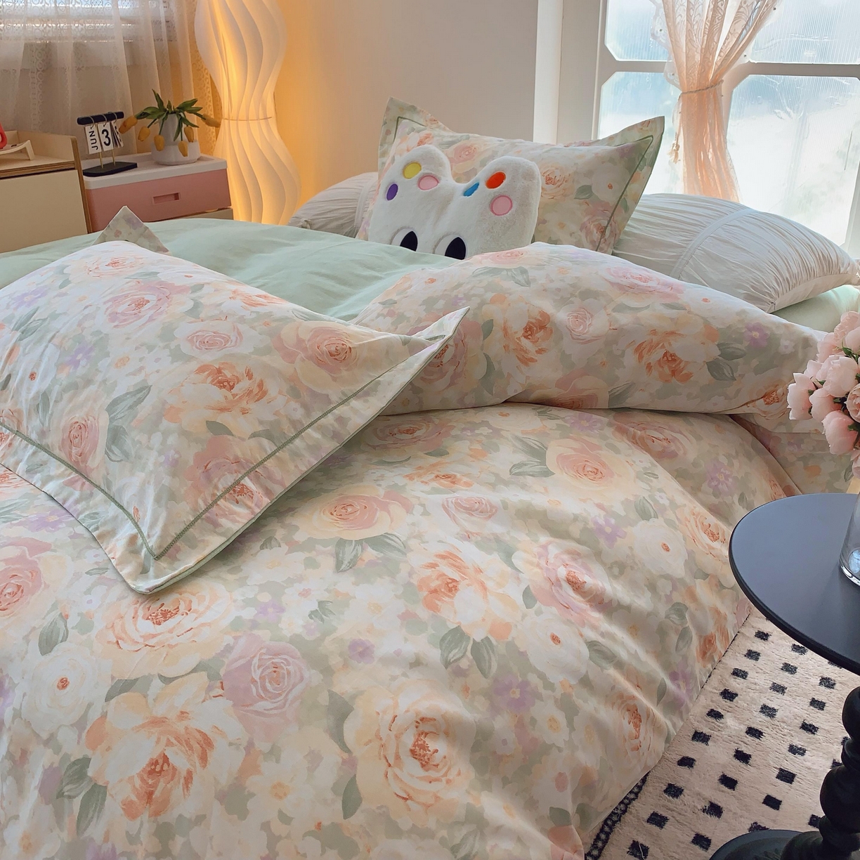 91家纺网 家纺一手货源 找家纺 莱豫家纺 2025新款亲肤舒适小清新印花全棉纯棉四件套-第二批 晚棠