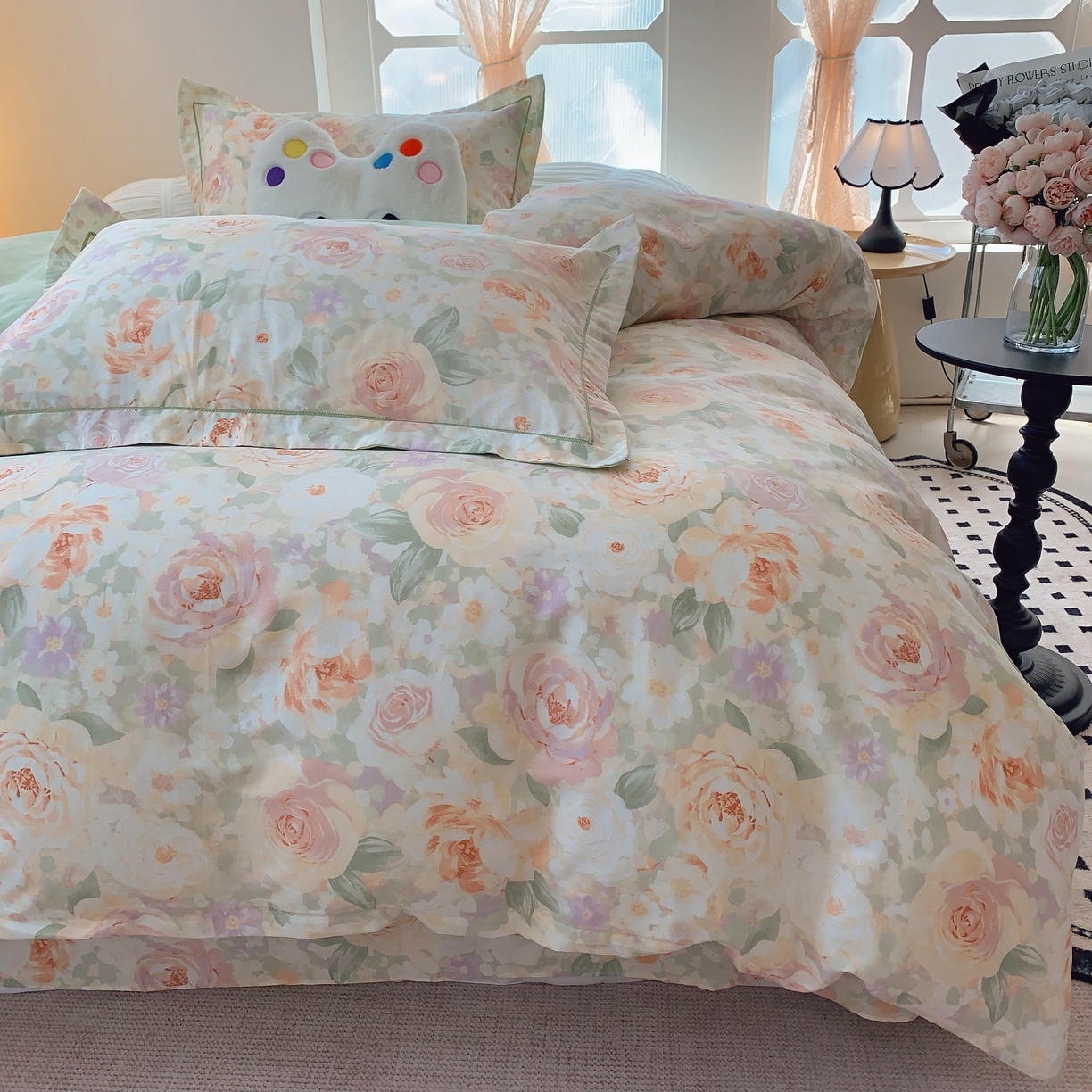 91家纺网 家纺一手货源 找家纺 莱豫家纺 2025新款亲肤舒适小清新印花全棉纯棉四件套-第二批 晚棠