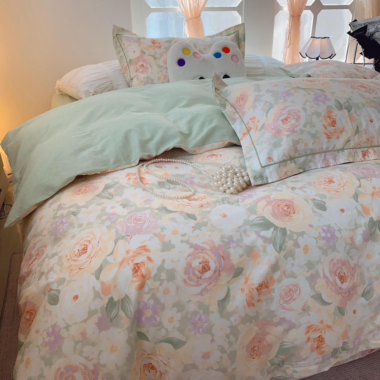 91家纺网 家纺一手货源 找家纺 莱豫家纺 2025新款亲肤舒适小清新印花全棉纯棉四件套-第二批 晚棠