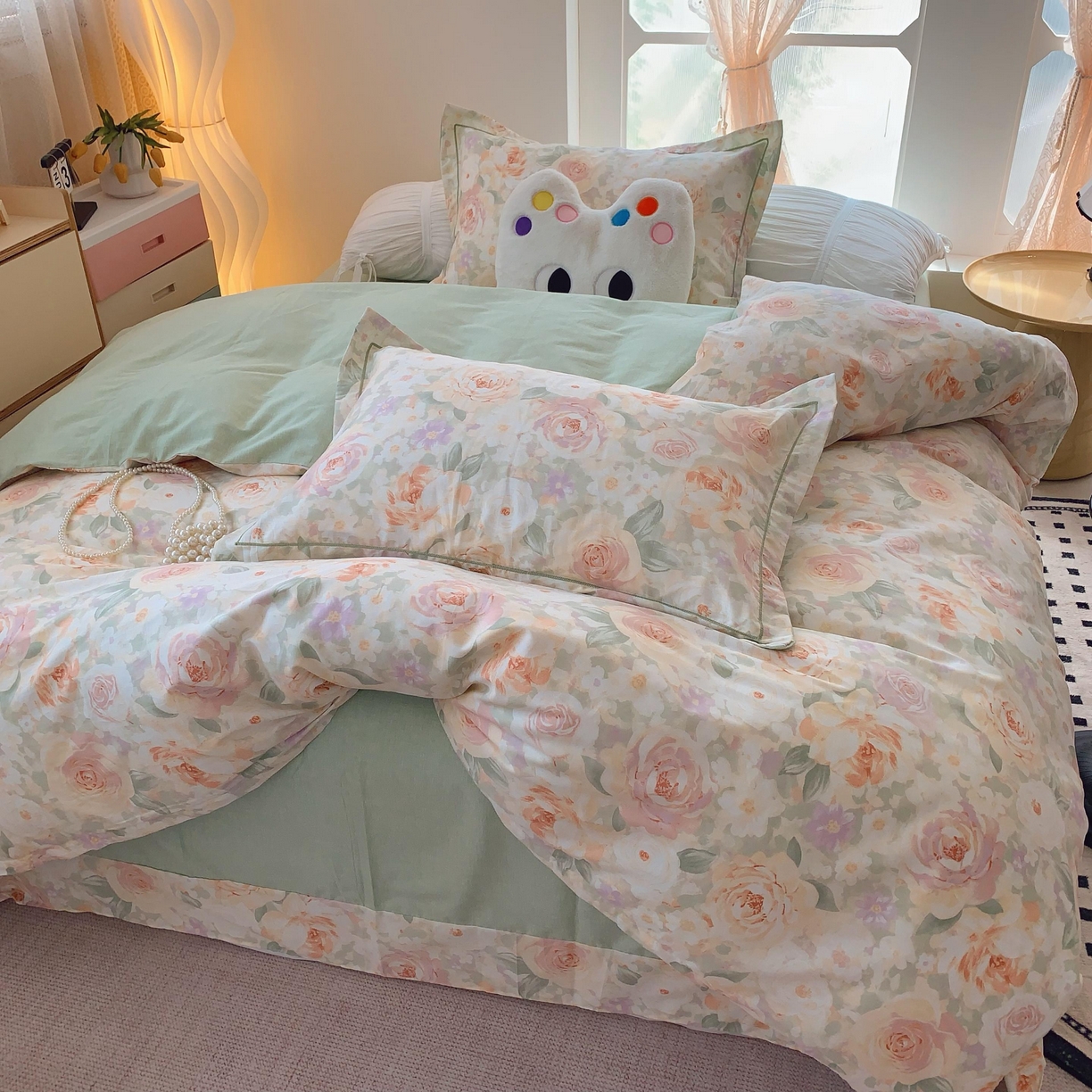 91家纺网 家纺一手货源 找家纺 莱豫家纺 2025新款亲肤舒适小清新印花全棉纯棉四件套-第二批 晚棠