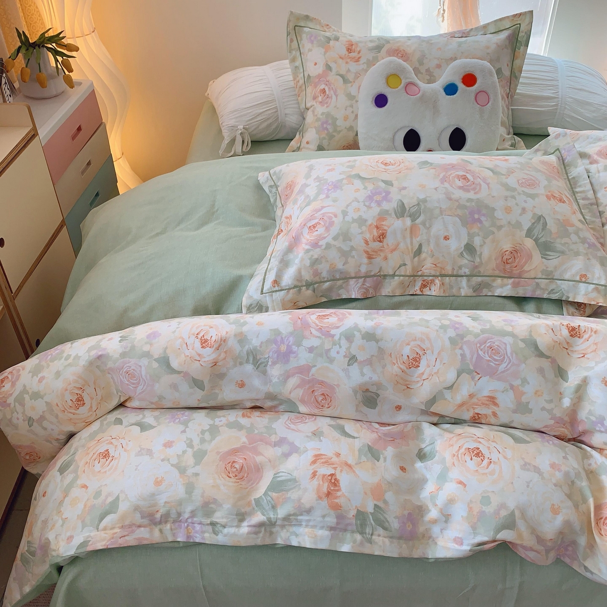 91家纺网 家纺一手货源 找家纺 莱豫家纺 2025新款亲肤舒适小清新印花全棉纯棉四件套-第二批 晚棠