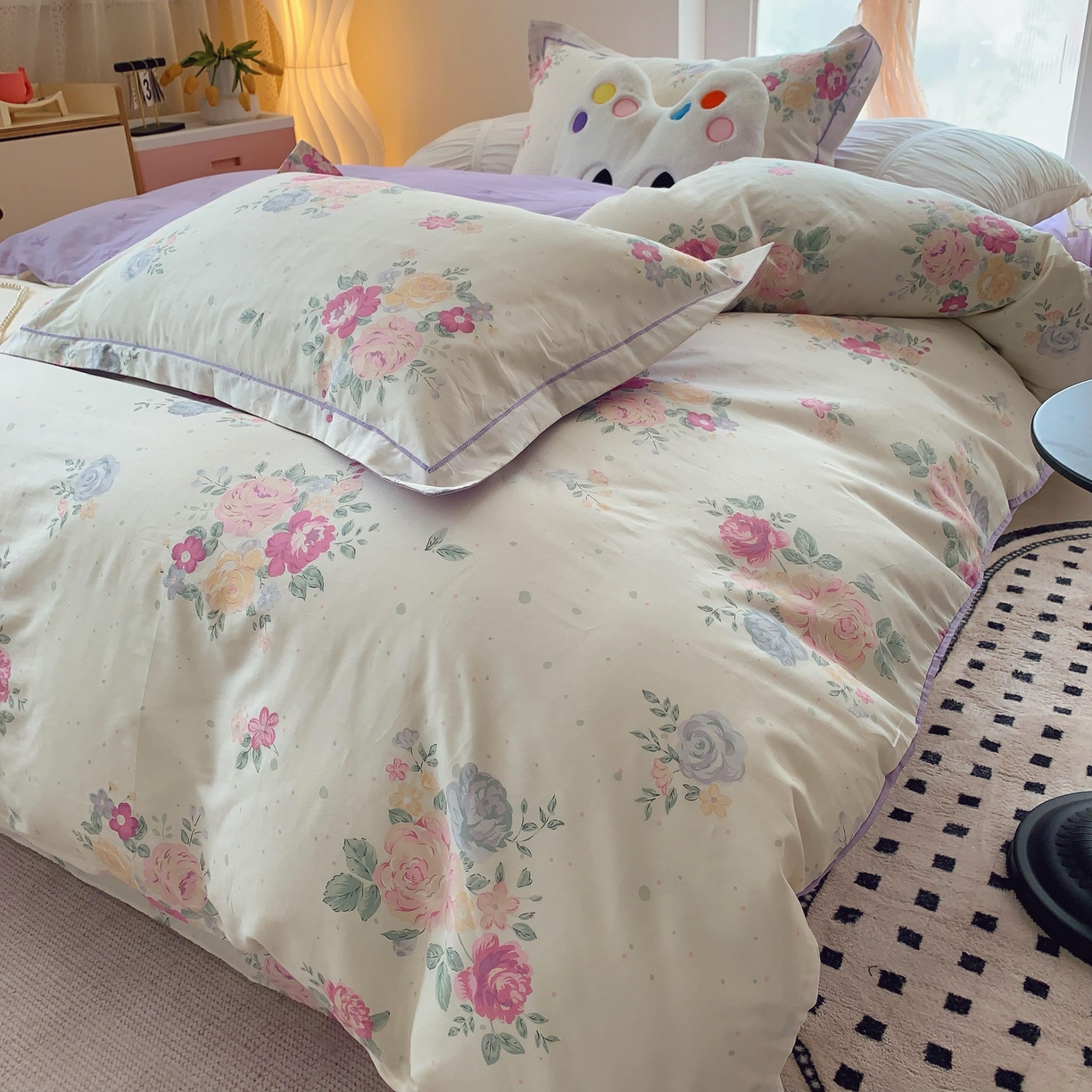 91家纺网 家纺一手货源 找家纺 莱豫家纺 2025新款亲肤舒适小清新印花全棉纯棉四件套-第二批 云端花海