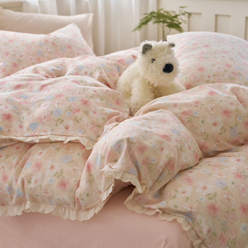 （总）洋铭区（原狠狠爱） 2025新款花边全棉双层纱四件套