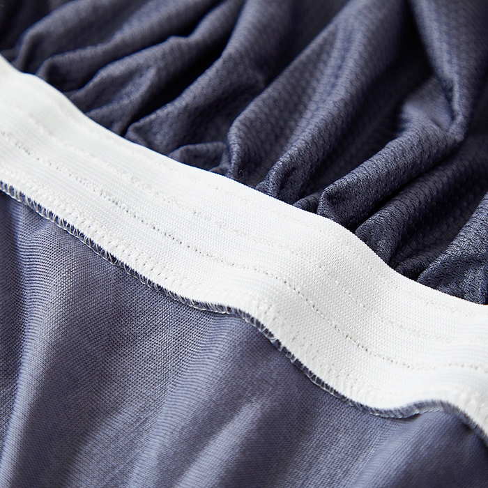 91家纺网 家纺一手货源 找家纺 共鸣沙发套 2025春夏新款水波纹裙摆弹力提花全包万能沙发套单沙发套裙摆款 深灰色（偏蓝）