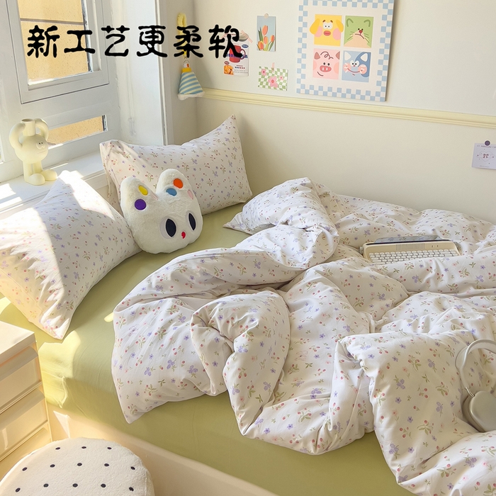 （总）小竹棉水洗棉木棉双层纱单品被套四件套仿全棉
