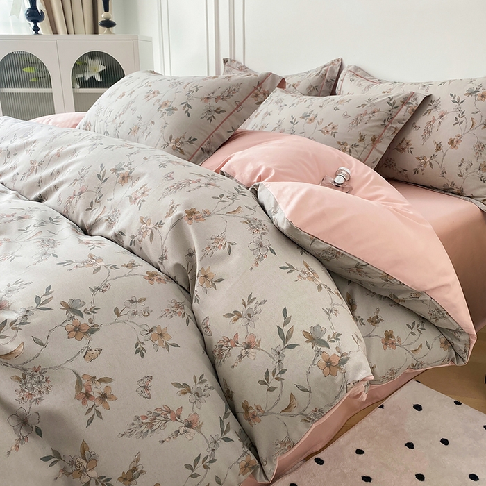 91家纺网 家纺一手货源 找家纺 星期三家纺 2025年5月春夏新款铂金全棉13372四件套（加老板微信有会员价） 春意