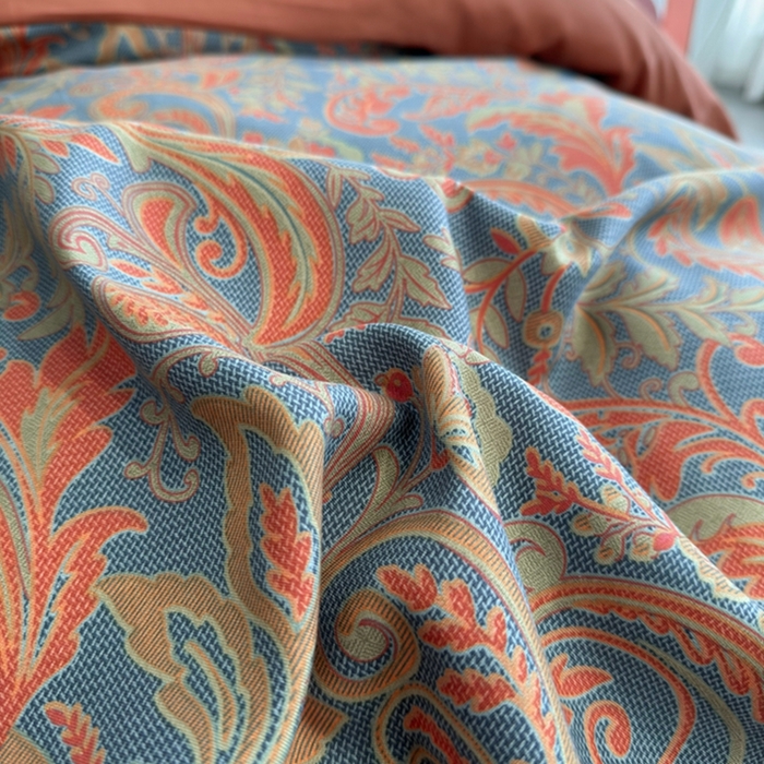 91家纺网 家纺一手货源 找家纺 果洋家纺 2025新款水洗双层纱复古纽扣款轻奢风小碎花系列四件套 凤舞