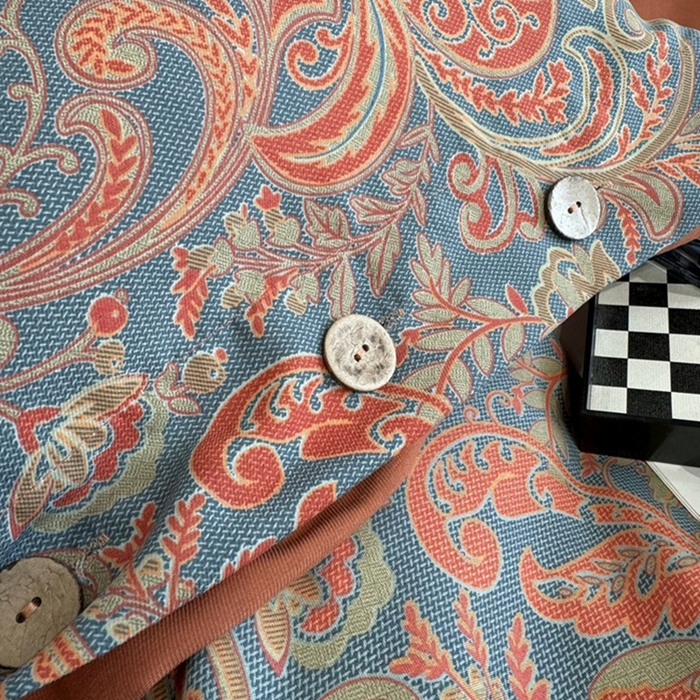 91家纺网 家纺一手货源 找家纺 果洋家纺 2025新款水洗双层纱复古纽扣款轻奢风小碎花系列四件套 凤舞