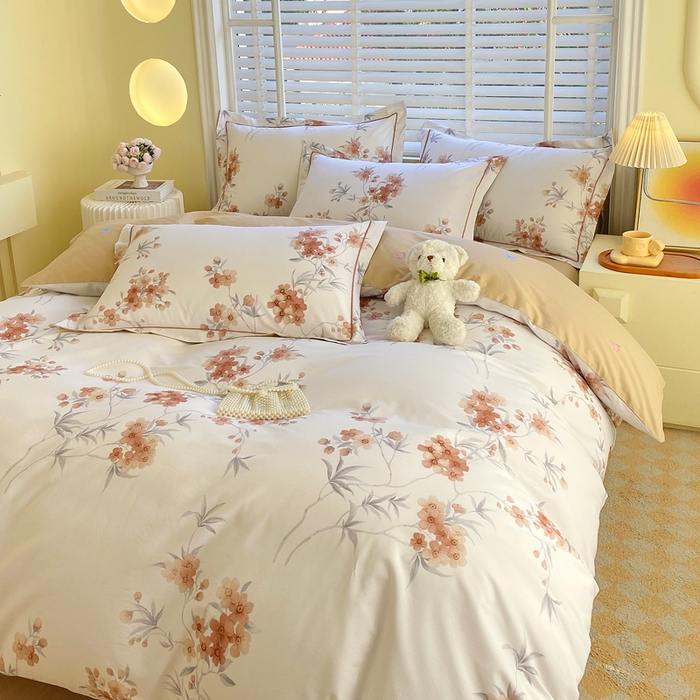 91家纺网 家纺一手货源 找家纺 星期三家纺 2025年5月春夏新款铂金全棉13372四件套（加老板微信有会员价） 春迟-咖