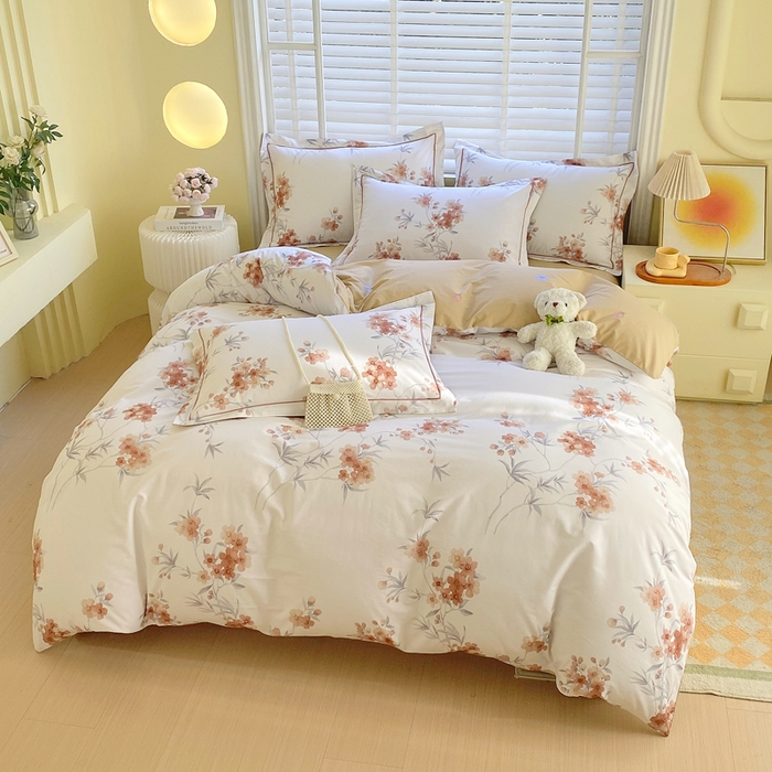 91家纺网 家纺一手货源 找家纺 星期三家纺 2025年5月春夏新款铂金全棉13372四件套（加老板微信有会员价） 春迟-咖