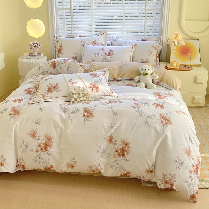 91家纺网 家纺一手货源 找家纺 星期三家纺 2025年5月春夏新款铂金全棉13372四件套（加老板微信有会员价） 春迟-咖