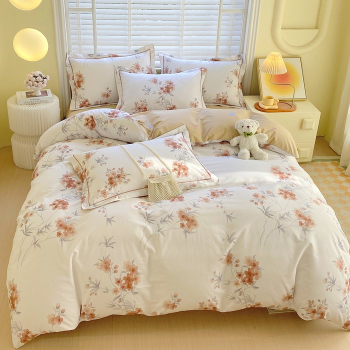 91家纺网 家纺一手货源 找家纺 星期三家纺 2025年5月春夏新款铂金全棉13372四件套（加老板微信有会员价） 春迟-咖