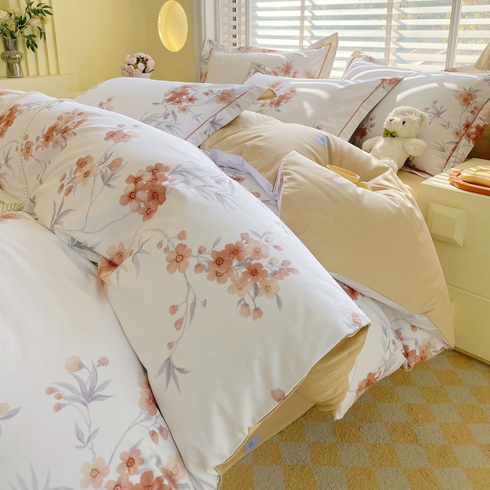 91家纺网 家纺一手货源 找家纺 星期三家纺 2025年5月春夏新款铂金全棉13372四件套（加老板微信有会员价） 春迟-咖