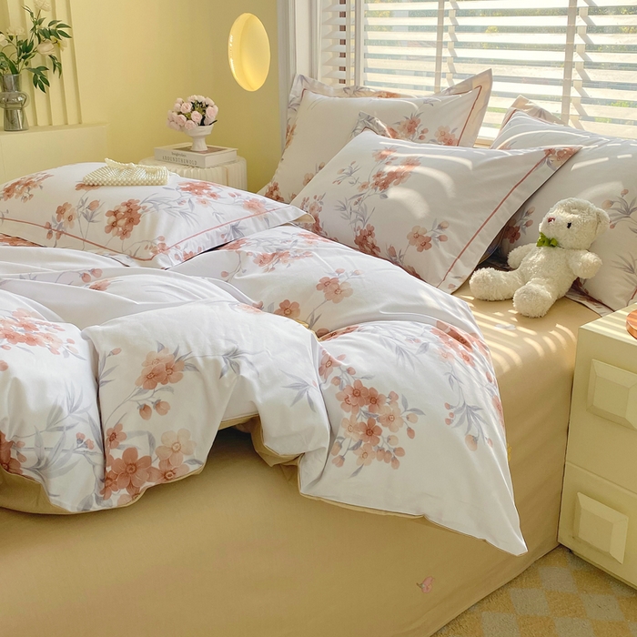 91家纺网 家纺一手货源 找家纺 星期三家纺 2025年5月春夏新款铂金全棉13372四件套（加老板微信有会员价） 春迟-咖