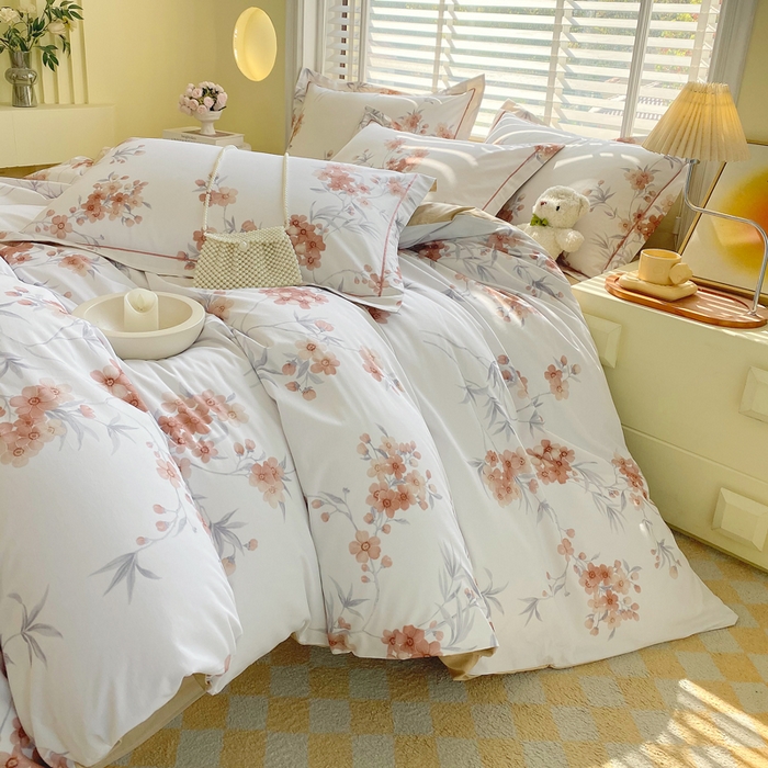 91家纺网 家纺一手货源 找家纺 星期三家纺 2025年5月春夏新款铂金全棉13372四件套（加老板微信有会员价） 春迟-咖