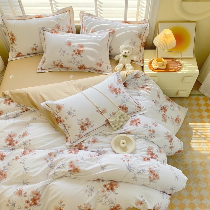 91家纺网 家纺一手货源 找家纺 星期三家纺 2025年5月春夏新款铂金全棉13372四件套（加老板微信有会员价） 春迟-咖