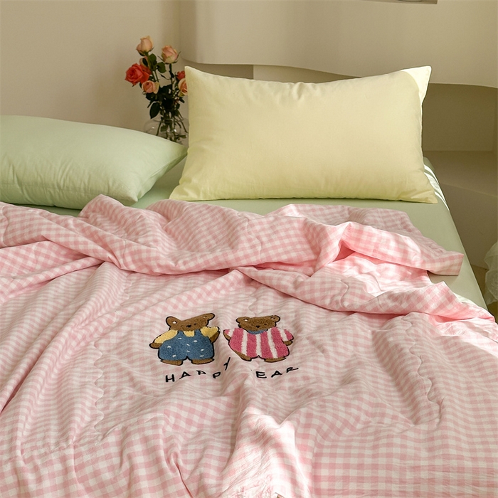 91家纺网 家纺一手货源 找家纺 （总）洋铭区（原狠狠爱） 2025新款卡通毛巾绣水洗棉夏被夏凉被空调被四件套