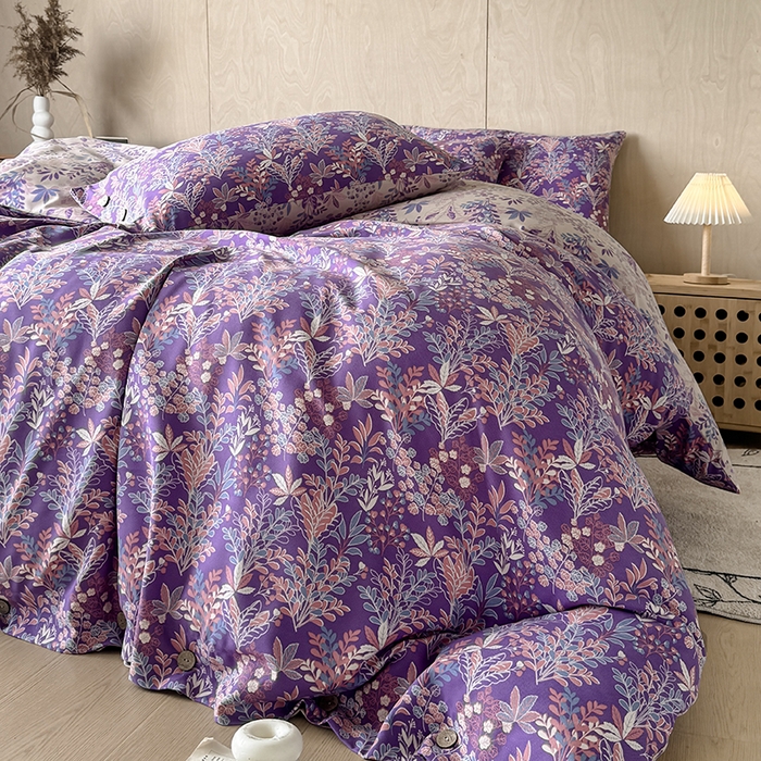 91家纺网 家纺一手货源 找家纺 果洋家纺 2025新款水洗双层纱复古纽扣款轻奢风小碎花系列四件套 花花世界-彩