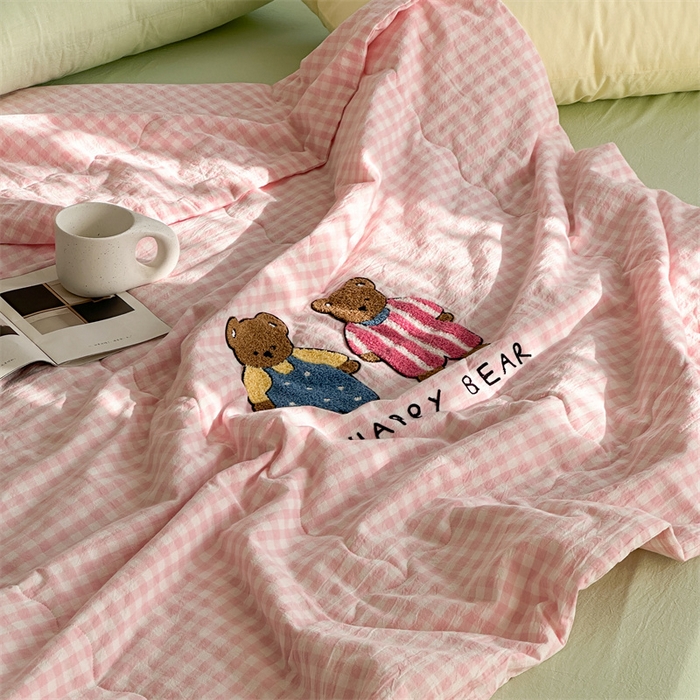 91家纺网 家纺一手货源 找家纺 （总）洋铭区（原狠狠爱） 2025新款卡通毛巾绣水洗棉夏被夏凉被空调被四件套