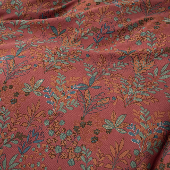 91家纺网 家纺一手货源 找家纺 果洋家纺 2025新款水洗双层纱复古纽扣款轻奢风小碎花系列四件套 花花世界-红