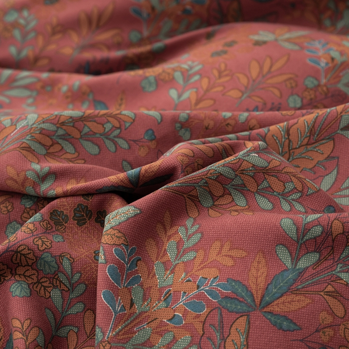 91家纺网 家纺一手货源 找家纺 果洋家纺 2025新款水洗双层纱复古纽扣款轻奢风小碎花系列四件套 花花世界-红