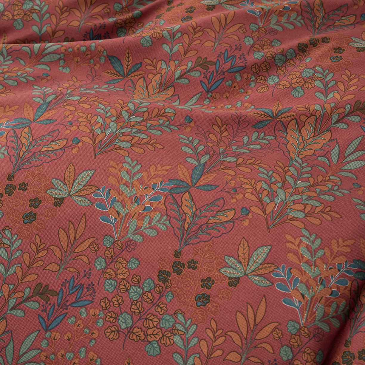 91家纺网 家纺一手货源 找家纺 果洋家纺 2025新款水洗双层纱复古纽扣款轻奢风小碎花系列四件套 花花世界-红