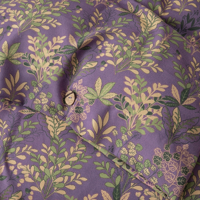 91家纺网 家纺一手货源 找家纺 果洋家纺 2025新款水洗双层纱复古纽扣款轻奢风小碎花系列四件套 花花世界-紫