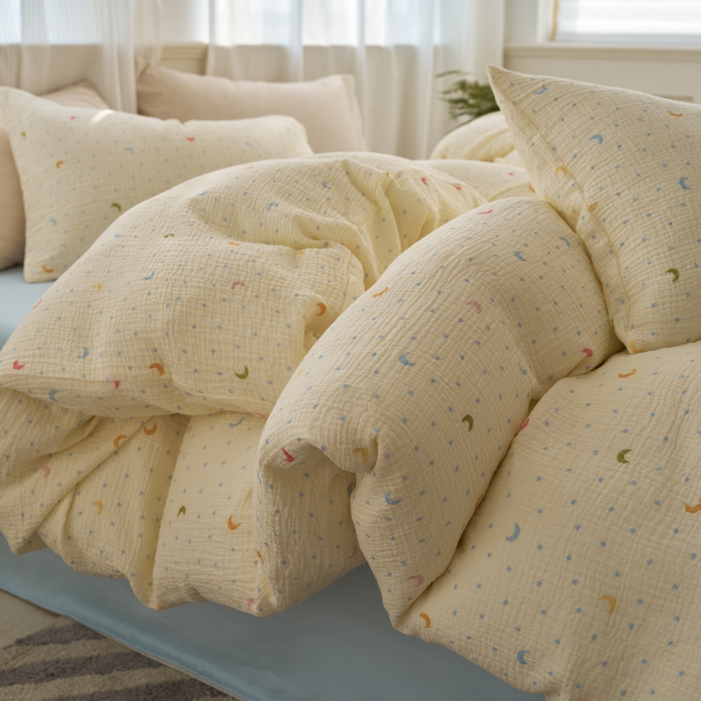 91家纺网 家纺一手货源 找家纺 （总）洋铭区（原狠狠爱） 2025新款全棉纯棉皱皱纱四件套