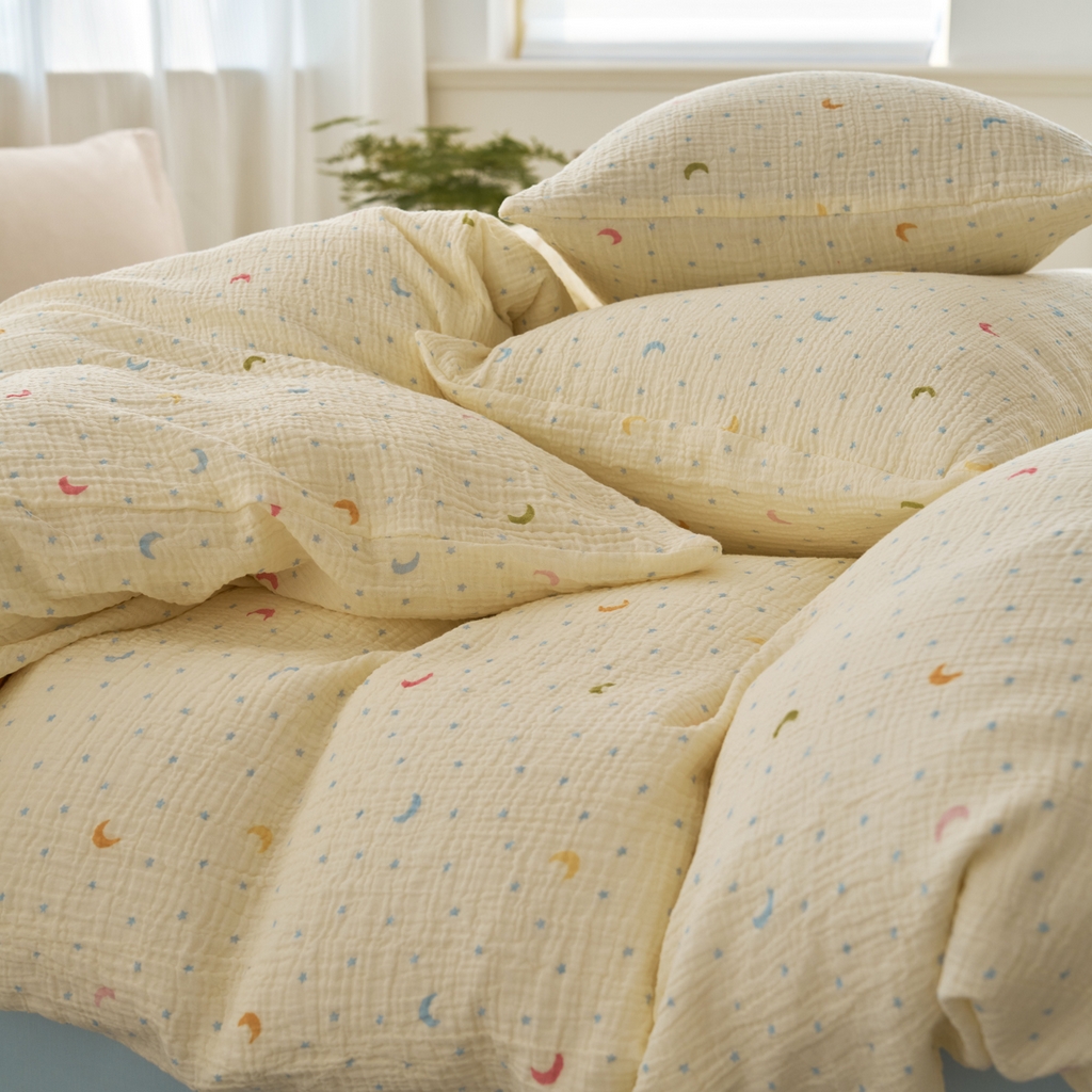 91家纺网 家纺一手货源 找家纺 （总）洋铭区（原狠狠爱） 2025新款全棉纯棉皱皱纱四件套