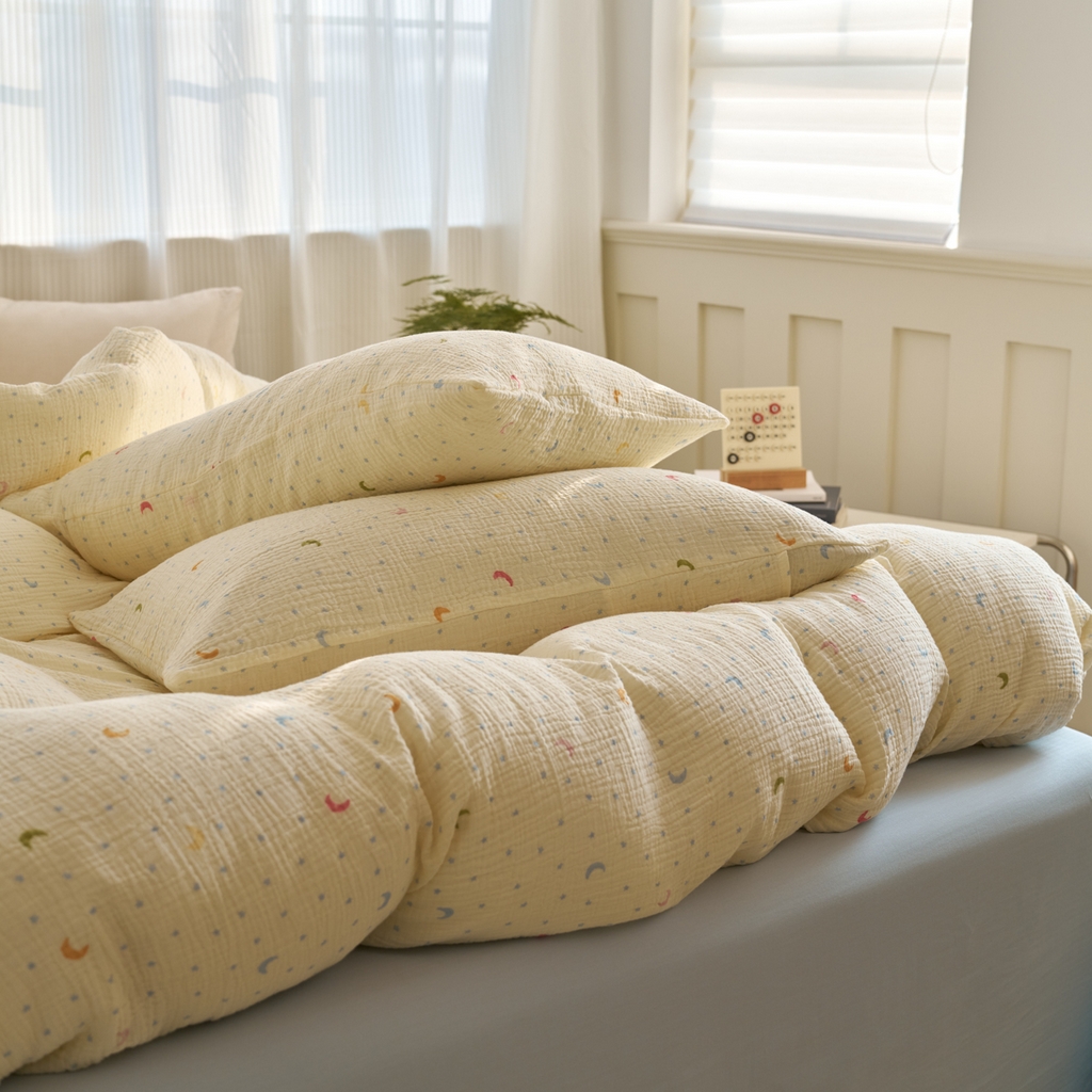 91家纺网 家纺一手货源 找家纺 （总）洋铭区（原狠狠爱） 2025新款全棉纯棉皱皱纱四件套