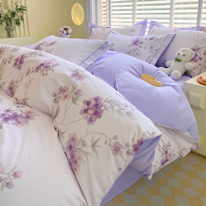 星期三家纺 2025年5月春夏新款铂金全棉13372四件套（加老板微信有会员价） 春迟-紫