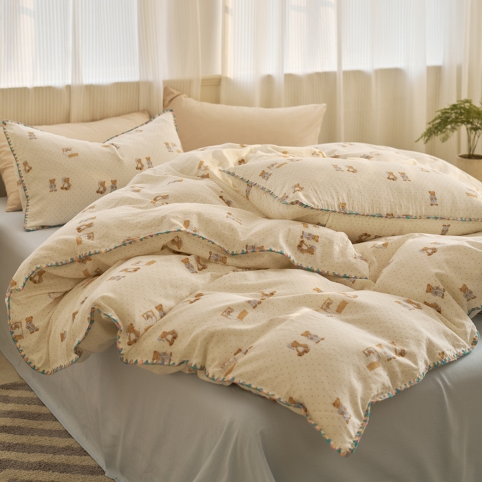 91家纺网 家纺一手货源 找家纺 （总）洋铭区（原狠狠爱） 2025新款全棉纯棉双层纱四件套