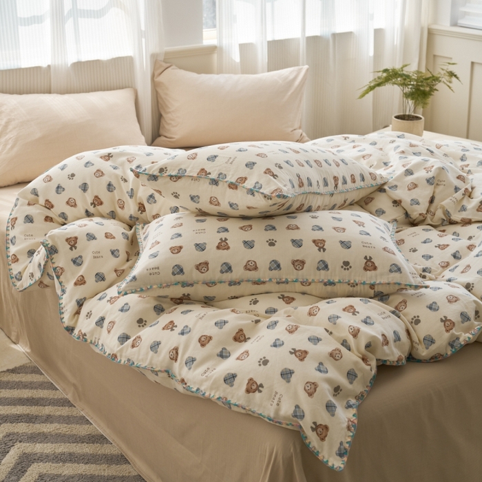 91家纺网 家纺一手货源 找家纺 （总）洋铭区（原狠狠爱） 2025新款全棉纯棉双层纱四件套