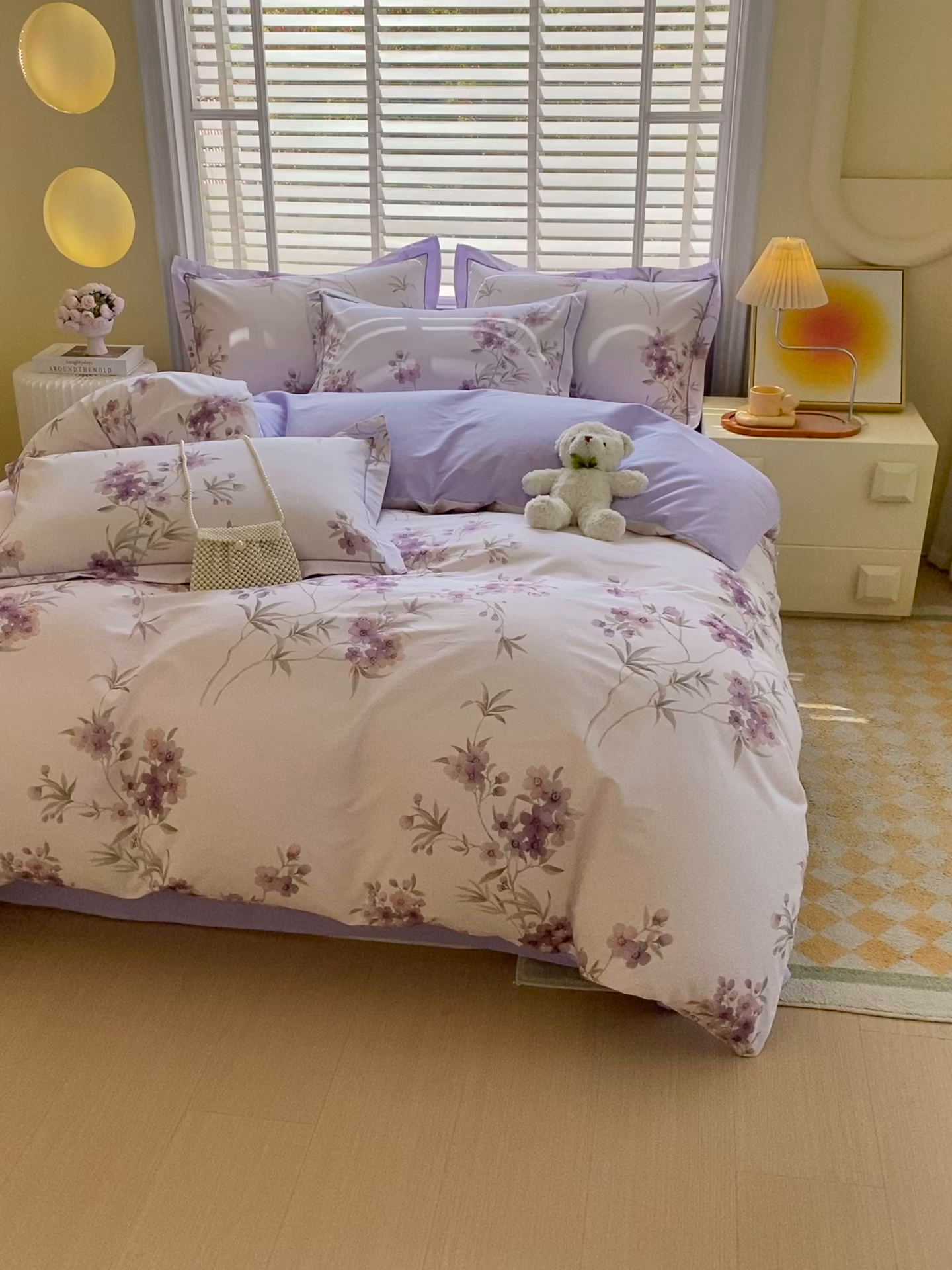 91家纺网 家纺一手货源 找家纺 星期三家纺 2025年5月春夏新款铂金全棉13372四件套（加老板微信有会员价） 春迟-紫