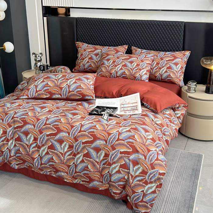 91家纺网 家纺一手货源 找家纺 果洋家纺 2025新款水洗双层纱复古纽扣款轻奢风小碎花系列四件套 一叶暴富