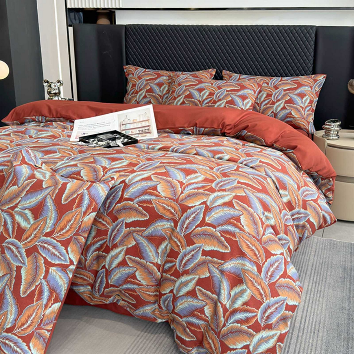 91家纺网 家纺一手货源 找家纺 果洋家纺 2025新款水洗双层纱复古纽扣款轻奢风小碎花系列四件套 一叶暴富