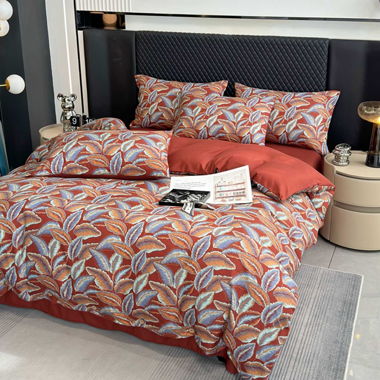 91家纺网 家纺一手货源 找家纺 果洋家纺 2025新款水洗双层纱复古纽扣款轻奢风小碎花系列四件套 一叶暴富