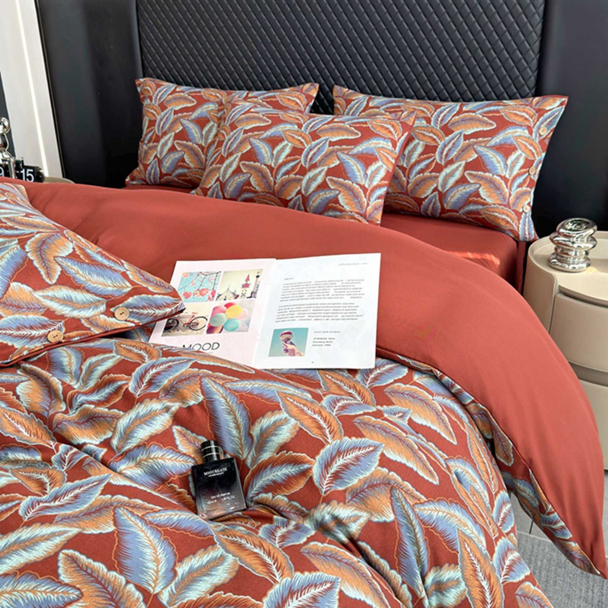 91家纺网 家纺一手货源 找家纺 果洋家纺 2025新款水洗双层纱复古纽扣款轻奢风小碎花系列四件套 一叶暴富