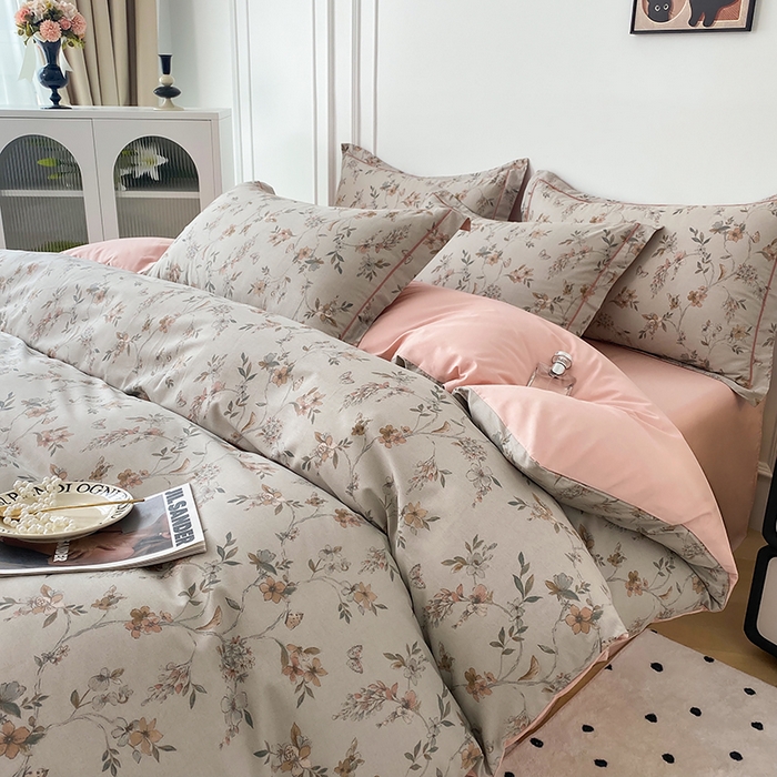 91家纺网 家纺一手货源 找家纺 星期三家纺 2025年5月春夏新款铂金全棉13372四件套（加老板微信有会员价） 春意