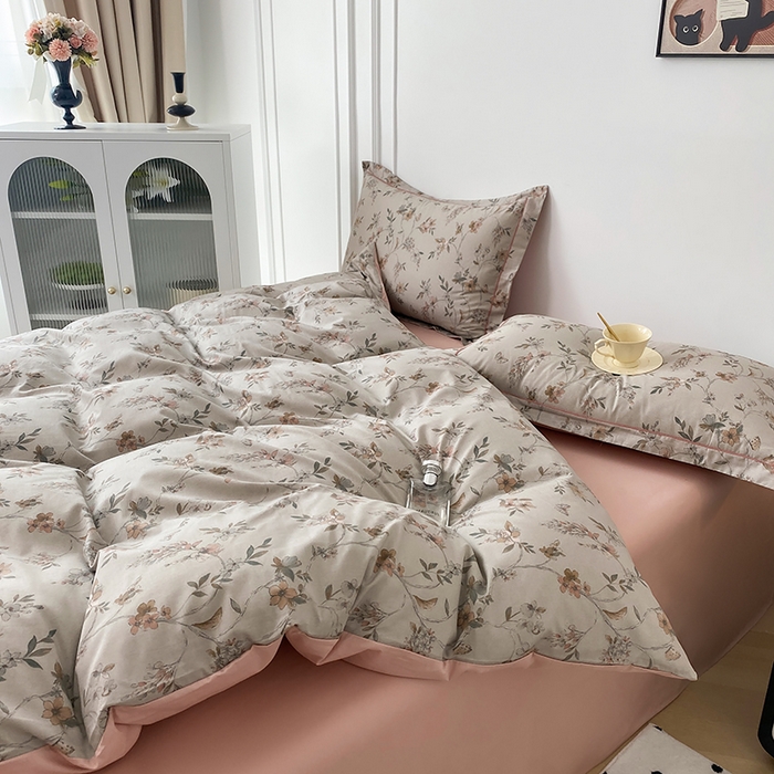 91家纺网 家纺一手货源 找家纺 星期三家纺 2025年5月春夏新款铂金全棉13372四件套（加老板微信有会员价） 春意