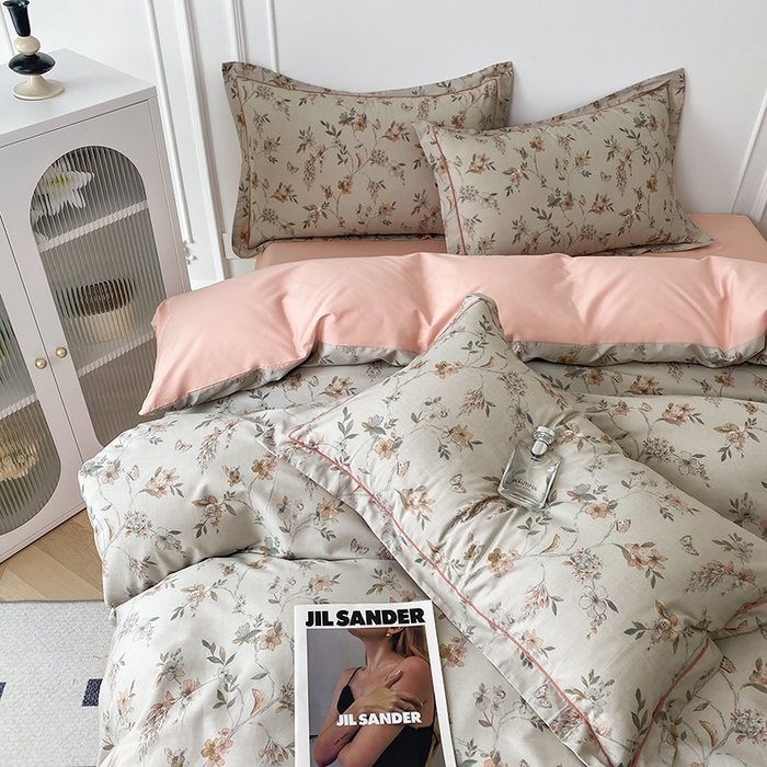 91家纺网 家纺一手货源 找家纺 星期三家纺 2025年5月春夏新款铂金全棉13372四件套（加老板微信有会员价） 春意